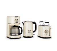 Klarstein Victoria Pack Ensemble Grille-pain, Bouilloire, Machine à Café Noir Noir