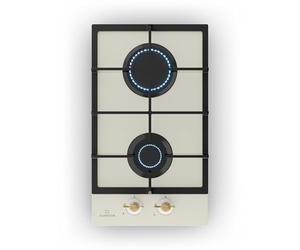 Klarstein Victoria Plaque de cuisson à gaz encastrable Sabaf gaz naturel/propane avec soupapes de sécurité Arrêt automatique Support de poêle en fonte vitrocéramique Aspect rétro 2 flammes Blanc