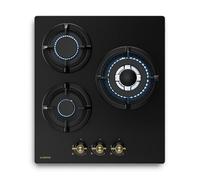Klarstein Victoria Plaque De Cuisson Gaz 3 Feux, 6050W, 45cm, Verre, Allumage Électrique, Sécurité Flamme, Compatible GPL & Gaz Naturel, Style Rétro, Kit Inclus, Noir