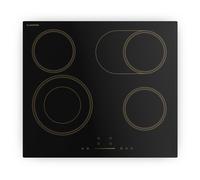Klarstein Victoria Plaque Vitrocéramique 60 cm - 4 Zones, 6600 W, Design Rétro, Curseur Tactile, Minuterie, Sécurité Enfants, Indicateur Chaleur Résiduelle, Table de Cuisson Vitrocéramique