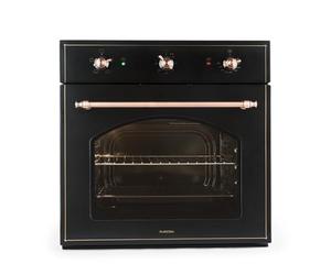 Klarstein Vilhelmine Four Encastrable Électrique, 55 L, Design Vintage, 3 Fonctions, Chaleur Haut et Bas, Minuterie de Cuisson, Classe Énergétique A, Acier Inoxydable, Noir-Cuivre
