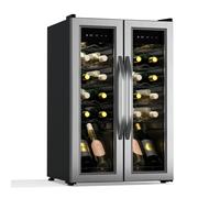 Klarstein Vinamour Cave à vin 2 zones - 24 bouteilles, 5-18°C, commande tactile, éclairage LED, pose libre, inox double porte, cave à vin climatisée