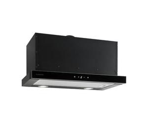 Klarstein Vinea Hotte Aspirante Télescopique, 610 m³/h Max, Hotte Visière Plate 60cm, Encastrable sous Meuble, Évacuation/Recyclage, Éclairage, Filtre à Graisse Aluminium, Noir