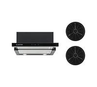 KLARSTEIN Vinea - Hotte tiroir, Hotte casquette, Extra plate, Extractible, 610 m3/h, Eclairage halogène, Fonction extraction, 2 filtres à graisses, Matériel de montage fourni - Noir