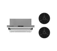 Klarstein Vinea - Hotte, îlot 60 cm + 2 filtres, recyclage d'air, 610 m³/h, argent