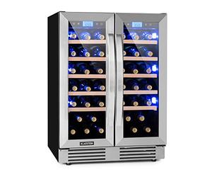 Klarstein Vinovilla Duo42, Cave à vin, Réfrigérateur à boissons, Volume: 126 L, 2 x 5 layettes en bois, Éclairage intérieur à LED en 3 couleurs sélectionnables, 2 zones de refroidissement, noir