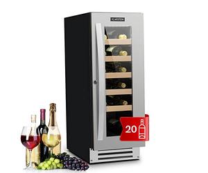 Klarstein Vinovilla Smart - Cave à vin, Volume de 50 litres, 20 bouteilles, Porte avec cadena et 2 clés, Panneau de commande tactile, Eclairage intérieur LED, noir