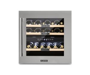 Klarstein Vinsider 59,5cm 36 Bouteilles Cave à Vin 2 Zones Encastrable Argent G