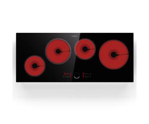 Klarstein Virtuosa 90cm Plaque Vitrocéramique 4 Feux Noir