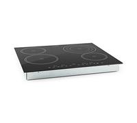 Klarstein Virtuosa Plaque de cuisson mixte en vitrocéramique/à induction, 4 foyers (6500 W au total, 9 niveaux de température réglables, avec minuterie et alarme sonore, arrêt automatique) Vitrocéramique - 4 plaques