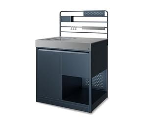 Klarstein WaldChef Sink Cabinet - Meuble de cuisine d'extérieur avec évier et plan de travail en acier inoxydable, acier peint par poudrage, étagère et poubelle coulissante
