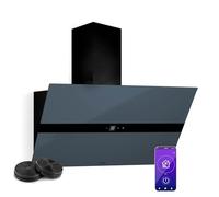Klarstein WiFusion Hotte Aspirante - 90 cm, 690 m³/h, CEE Commande Wi-Fi & Tactile, LED 6000-6500 K, Silencieuse 52 dB, Hotte de Cuisine, Noire, Filtre à Charbon Inclus