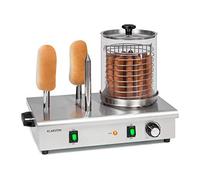Klarstein Wurstfabrik Pro 600 machine à hot-dogs, 600 W, 3 broches chauffantes, thermostat 30-100 °C, cylindre en verre Ø 20 cm, cage en acier inox Ø 17 cm, cuiseur à saucisses pro, argenté