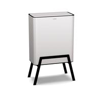 KLARSTEIN Yuma poubelle - 30 L avec filtre à odeurs, bouton-poussoir, bac intérieur amovible, pieds élégants, poubelle de cuisine, blanche