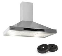 Zelda Hotte murale 90cm + 2 filtres recyclage d'air 620 m³/h gris