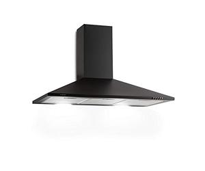 Klarstein Zugspitze 90 Hotte aspirante - hotte murale, 65 W, débit max. 324 m³/h, évacuation/recyclage, éclairage de cuisson, matériel de montage et filtre à graisse inclus, noir
