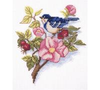 Klart Ensemble point de croix "Branche d'églantier" 16x17cm, motif de comptage