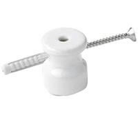 Klartext BELLE ÉPOQUE Lot de 6 isolateurs pour installation avec câble tressé textile en porcelaine fine Blanc brillant Ø 20 mm