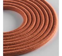 Klartext - Câble textile rond LUMIÈRE pour éclairage, 3 x 0,75 mm, coton brique, 5 m. Attention : câble terre inclus ! Sécurité maximale contre les chocs.