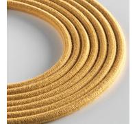 Klartext - Câble textile rond LUMIÈRE pour éclairage, 3 x 0,75 mm, coton jaune moutarde, 5 m. Attention : câble terre inclus ! Sécurité maximale contre les chocs.