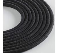 Klartext - Câble textile rond LUMIÈRE pour éclairage, 3 x 0,75 mm, coton noir, 5 m. Attention : câble terre inclus ! Sécurité maximale contre les chocs.