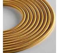 Klartext - Câble textile rond LUMIÈRE pour éclairage, 3 x 0,75 mm, or, 3 m. Attention : câble de terre inclus. Sécurité maximale anti-chocs!