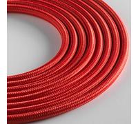 Klartext - Câble textile rond LUMIÈRE pour éclairage, 3 x 0,75 mm, rouge, 10 m. Attention : câble terre inclus ! Sécurité maximale contre les chocs.