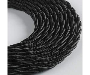 Klartext - Câble textile tressé BELLE ÉPOQUE pour installation électrique vintage, 3 x 1 mm, noir, 5 m