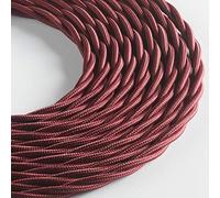 Klartext - Câble textile tressé Lumière pour éclairage, 3 x 0,75 mm, bordeaux, 10 m. Attention : câble terre inclus. Sécurité maximale anti-chocs.