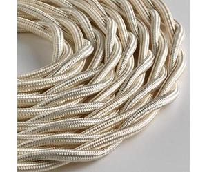 Klartext - Câble textile tressé LUMIÈRE TV/LAN, Ivoire, 5 m Attention : câble antenne et téléphone ensemble !