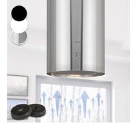 Klartstein Hotte Ilot Central Cuisine, Débit d'Air de 600 m³/h, Hotte pour Ilot 3 modes, Hotte Aspirante Suspendue, Filtres à Charbon Actif, Minuterie, Hotte de Cuisine Réglable avec Conduit Design