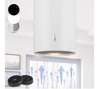 Klartstein Hotte Ilot Central Cuisine, Débit d'Air de 651 m³/h, Hotte pour Ilot 3 modes, Hotte Aspirante Suspendue, Filtres à Charbon Actif, Minuterie, Hotte de Cuisine Réglable avec Conduit Design