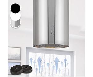 Klartstein Hotte Ilot Central Cuisine, Débit d'Air de 651 m³/h, Hotte pour Ilot 3 modes, Hotte Aspirante Suspendue, Filtres à Charbon Actif, Minuterie, Hotte de Cuisine Réglable avec Conduit Design