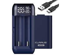 KLARUS Chargeur de Piles et Alimentation 2 en 1, Chargeur à Affichage LED pour Batteries Rechargeables, pour 21700 20700,Uniquement pour KLARUS 18650 (2 emplacements)