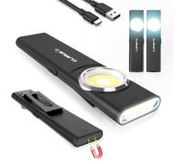 klarus E5 Mini Flat EDC Lampe de poche Rechargeable,470 Lumens Cob Lampe de travail avec base magnétique et clip de boucle. Convient pour l'entretien, le camping, la randonné (noir 2pcs)