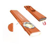 KLARUS E5 Plus Lampe de poche EDC ultra-fine, double interrupteur, triple éclairage, 650 lumens, rechargeable par USB-C, ultra-portable, avec base magnétique et clip de poche (Orange)