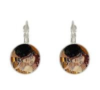 Klasik Gustav Klimt The Kiss Lukisan Anting Perhiasan Antik Bulat Kaca Kubah Anting UNTUK WANITA Perhiasan Drop Pengiriman, nan