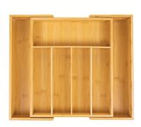 Klass Home Grand organiseur de tiroir à couverts 5 à 7 compartiments en bambou pour tiroir de cuisine 43 cm x 35 cm extensible