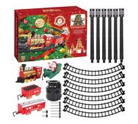 Klassische Eisenbahn Dekoration- Dampflokomotive Mit Schienenset, Weihnachtsbaum Zug, Festliche Winterdorf Bahn, Vollständiges Gleissystem Mit Zubehör | Für Spielzimmer Wohnzimmer Kamindekoration Feie