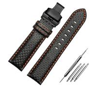 Klauer Bracelet de sangle de montre en cuir 18-24mm Bandoues de montre de remplacement en cuir, Noir orange noir, 20mm