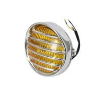 KLAUER pour Harley Phare Moto Rétro Universel Phare Moto Phare Projecteur À Grille Ronde(Chrome Yellow Lens)