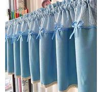KLauEr Rideaux Cuisine Moderne Rideau Lin Rideau Occultant Court Blue Rideaux Macramé Petit Rideau Court Rideau De Bistrot Petit Rideau Rideaux Translucides (Size : 90x60cm)