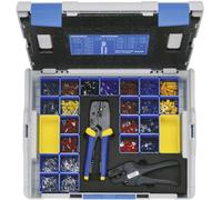 Klauke LBOXX230B Assortiment de cosses à sertir pince à sertir incluse, avec pince à dénuder, cosse clip incluse, cosse languette incluse, cosse à oeillet