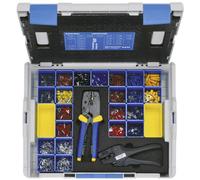 Klauke LBOXX230B Assortiment de cosses à sertir pince à sertir incluse, avec pince à dénuder, cosse clip incluse, cosse languette