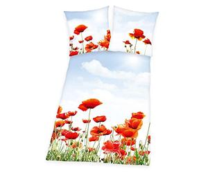 Klaus Herding GmbH Parure de lit 2 pièces Dessus de lit Motif coquelicots 155 x 220 cm