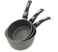 klaus Lot de 3 casseroles en Pierre Antiadhésif Haute Qualités avec Couvercle en Verre trempé tous Feux dont Induction avec Manche Amovible Ø 16 cm, Ø 18 cm et Ø 20 cm