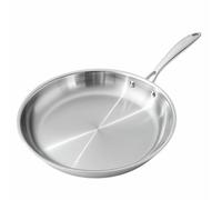 KLAUS Poêle en inox 32 cm triplé - Haute qualité, diffusion homogène de la chaleur - Compatible tous feux dont plaque en céramique et induction- Manche Confort - Facile à Nettoyer