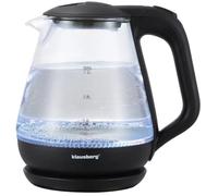 Klausberg Bouilloire rétroéclairée par LED, 1,2 L, Transparent/Noir, Verre et Plastique, 1630 W