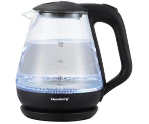 Klausberg Bouilloire rétroéclairée par LED, 1,2 L, Transparent/Noir, Verre et Plastique, 1630 W