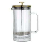 Klausberg Cafetière à piston French Press 1000 ml/9 tasses, filtre en acier inoxydable, double paroi isolée, théière, théière, couvercle doré (KB-7761)